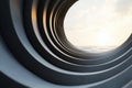 Cascading spirals of light create tranquil atmosphere, leading to serene horizon.