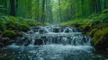Cascading Stream in Lush Forest Royalty Free Stock Photo
