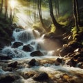 Cascading Stream Splash A small stream cascading over rocks spla Royalty Free Stock Photo
