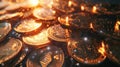 Cascading streams of light reveal the different forms and uses of cryptocurrency from utility tokens to stablecoins