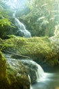 Sunlit cascading waterfall Royalty Free Stock Photo