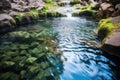 cascading warm water flowing out of hot spring Royalty Free Stock Photo