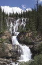 Cascading waterfall in Canadian Rockies
