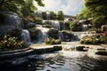 Cascading Waterfall in Memorial Garden A serene