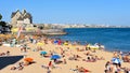 Bathers enjoying hot summer weather on the beaches of Cascais. Lisbon, Portugal