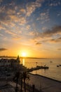 Cascais, Portugal - April 1, 2017 : View of the beautiful waterfront in Cascais, a popular European holiday destination at sunrise