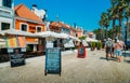 Touristic restaurants with menus written in both Portuguese and English in the historic center of Cascais