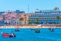 CASCAIS, PORTUGAL, MAY 31, 2019: People are enjoying a sunny day on fisherman beach in Estoril, Portugal