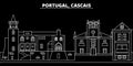 Cascais silhouette skyline. Portugal - Cascais vector city, portuguese linear architecture, buildings. Cascais travel