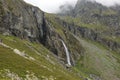 Cascata delle Pisse waterfall in valley of Pisse, Alagna Valsesia area, Italy