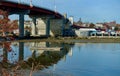 Casco Bay Bridge in Portland, Maine, and Portland skyline, November, 2020 Royalty Free Stock Photo