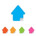 Empty sticky notes in the shape of a house on white background