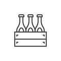 Case of beer line icon, outline vector sign, linear style pictogram isolated on white.