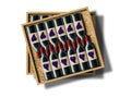 A case of 12 bottles of red wine is shown in this image Royalty Free Stock Photo