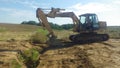 case excavator at a construction site