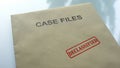 Case files declassified, seal stamped on folder with important documents, close Royalty Free Stock Photo