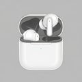 The case has a small LED indicator on the front. Both earbuds Royalty Free Stock Photo
