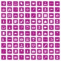 100 case icons set grunge pink Royalty Free Stock Photo