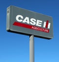 Case IH logo on the signboard outside the local dealership. It is an american manufacturer of agricultural machineries