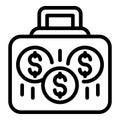 Case laundry money icon, outline style