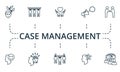 Case Management icon set. Collection of simple elements such as the leadership, autonomy, team spirit, meetup Royalty Free Stock Photo