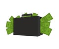 Case with money. Suitcase full of dollars. Cash in his bag. Weal Royalty Free Stock Photo