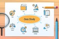 Case study chart with icons and keywords Royalty Free Stock Photo