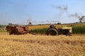 Case tractor and International combine