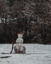 Casear the Snowman in Mary's River Park in Philomath Oregon Royalty Free Stock Photo