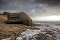 Casemate on French west coast beach Royalty Free Stock Photo