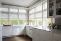 casement windows, with blinds that automatically move up and down to control the amount of natural light