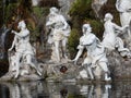 Royal Palace of Caserta - Duck on the sculptural group of Diana Royalty Free Stock Photo