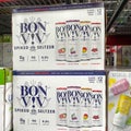 Cases of Bon Viv Hard Spiked Seltzer alcohol beverages at a Sams Club store