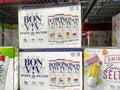 Cases of Bon Viv Hard Spiked Seltzer alcohol beverages at a Sams Club store