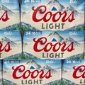 Cases of cans of Coors Light Beer at a Sam`s Club warehouse store in Orlando, Florida