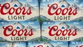 Cases of cans of Coors Light Beer at a Sam`s Club warehouse store in Orlando, Florida