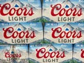 Cases of cans of Coors Light Beer at a Sam`s Club warehouse store in Orlando, Florida