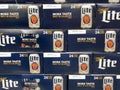 Cases of cans of Miller Lite Beer at a grocery store