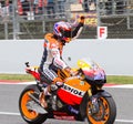Casey Stoner celebrating the victory Royalty Free Stock Photo
