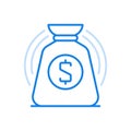 Cash accumulation vector line icon. Savings in bank accumulate deposits and successful banking for future.