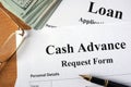 Cash advance form. Royalty Free Stock Photo