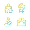 Cash awards gradient linear vector icons set