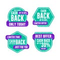 Cash back badge label promotion purpple green color design collection