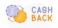 Cash Back Hand Drawn with coins Icon. Cash Back Or Money Refund Label Royalty Free Stock Photo