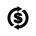 Cash back icon. Symbol is return of Money. Sign of a refund of d