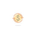 Cash back, money return, finance insurance and investment icon and logo