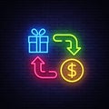 Cash Back Neon Icon Vector. Cash Back neon sign, design template, modern trend design, casino neon signboard, night