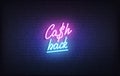 Cash back neon sign. Glowing neon lettering Cash back template