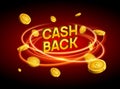 Cash back offer banner design. Promotion refund cashback money sale poster Royalty Free Stock Photo