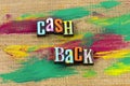 Cash back refund rebate discount business letterpress quote